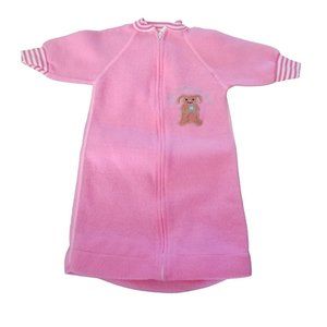Baby Sleep Sack Infant Sleeper Gown Pink Bunny Rabbit Pajamas Vintage Zip Up 80s